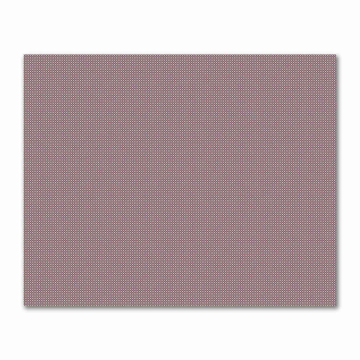 Off-White Cotton Sateen Fabric with Burgundy Red Repeating Square Motif Print | FACS-1281-122