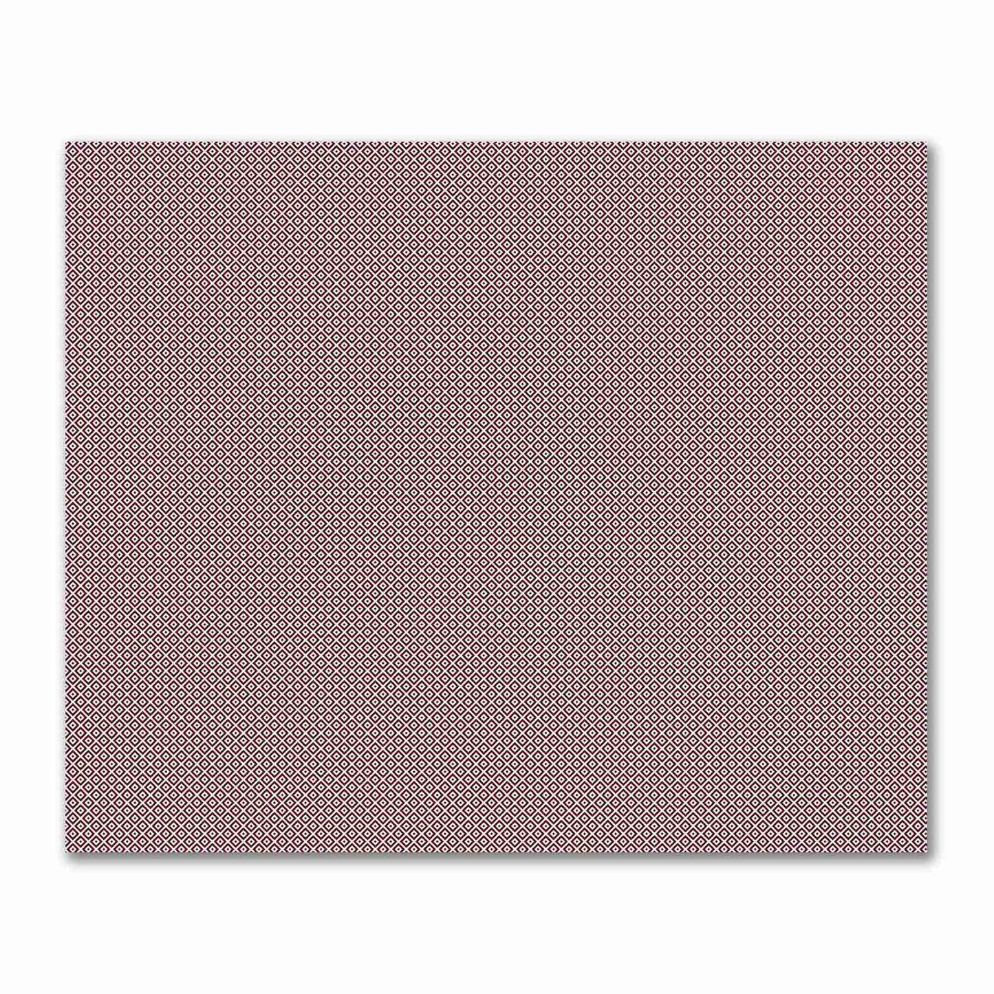Off-White Cotton Sateen Fabric with Burgundy Red Repeating Square Motif Print | FACS-1281-122