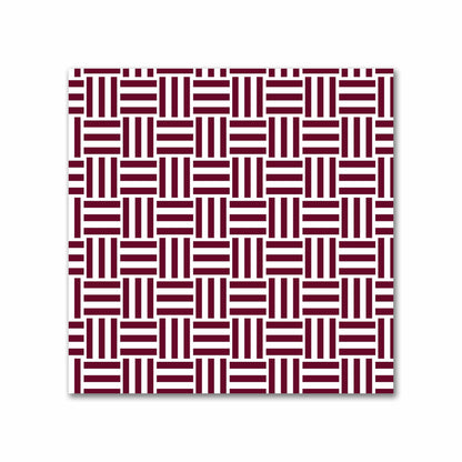 Off-White Cotton Sateen Fabric with Burgundy Red Single Weave Motif Print | FACS-1281-142
