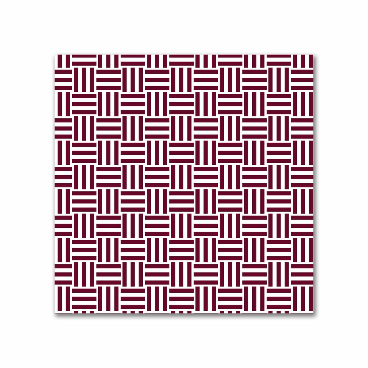 Off-White Cotton Sateen Fabric with Burgundy Red Double Weave Motif Print | FACS-1281-144