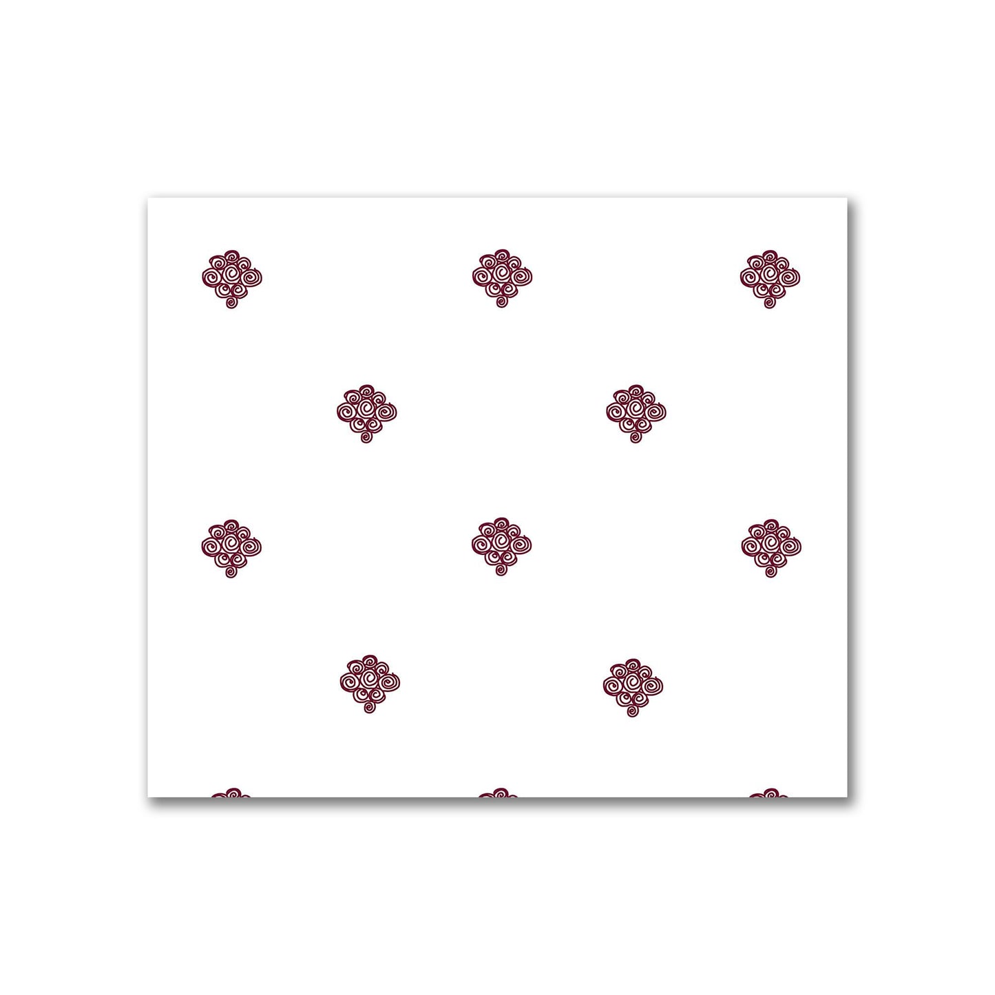 Off-White Cotton Sateen Fabric with Burgundy Red Hand-painted Swizzle Motif Print | FACS-1281-171