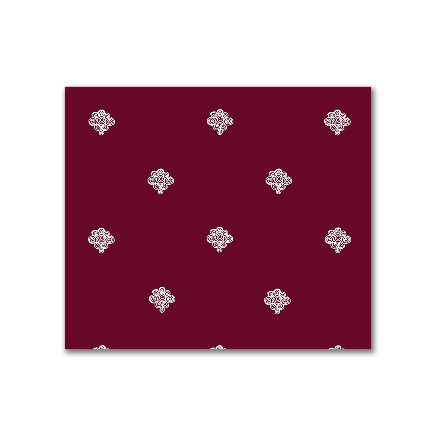 Burgundy Red Cotton Sateen Fabric with Off-White Hand-painted Swizzle Motif Print | FACS-1281-172