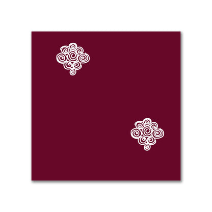 Burgundy Red Cotton Sateen Fabric with Off-White Hand-painted Swizzle Motif Print | FACS-1281-172