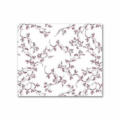 Off-White Cotton Sateen Fabric with Burgundy Red Hand-painted Vine Print | FACS-1281-181