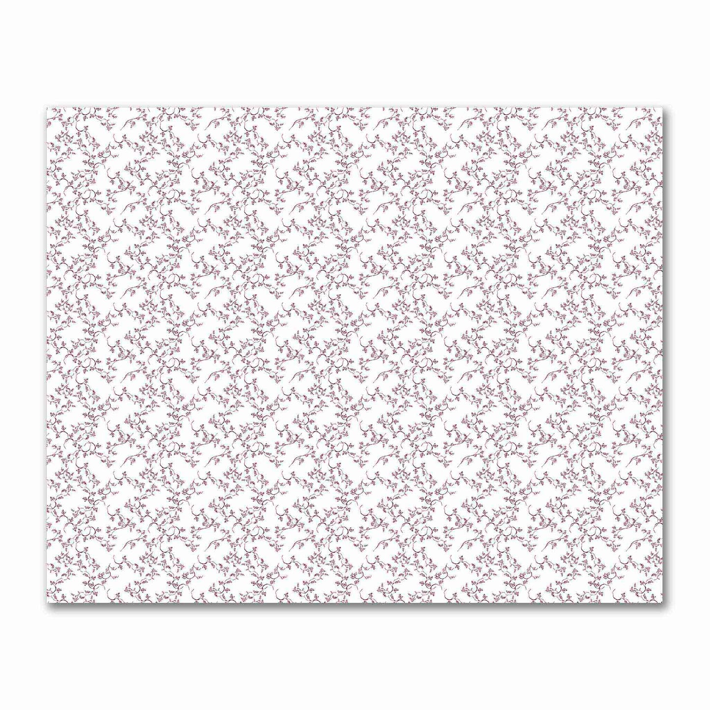 Off-White Cotton Sateen Fabric with Burgundy Red Hand-painted Vine Print | FACS-1281-181