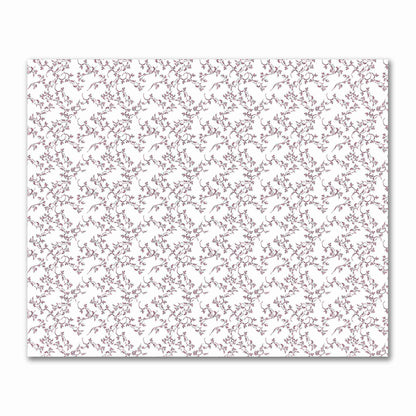 Off-White Cotton Sateen Fabric with Burgundy Red Hand-painted Vine Print | FACS-1281-181