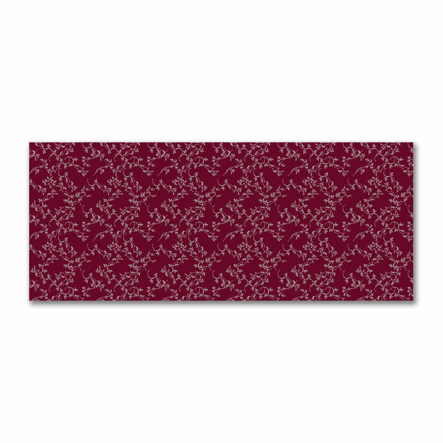 Burgundy Red Cotton Sateen Fabric with Off-White Vine Print  | FACS-1281-182