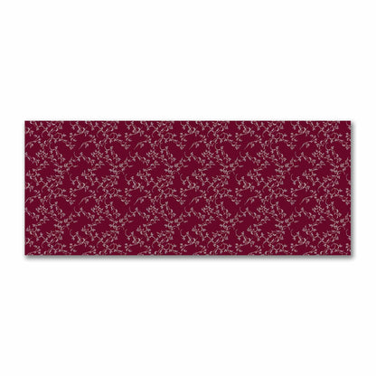 Burgundy Red Cotton Sateen Fabric with Off-White Vine Print  | FACS-1281-182