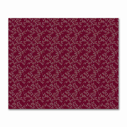 Burgundy Red Cotton Sateen Fabric with Off-White Vine Print  | FACS-1281-182