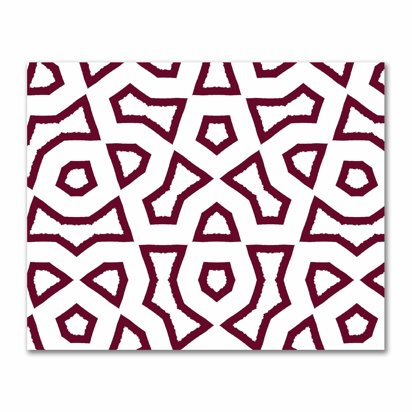 Off-White Cotton Sateen Fabric with Bold Burgundy Red Graphic  | FACS-1281-391