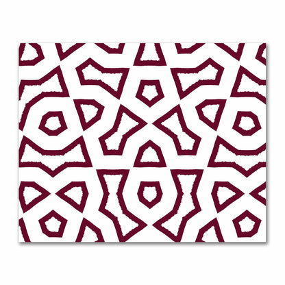 Off-White Cotton Sateen Fabric with Bold Burgundy Red Graphic  | FACS-1281-391
