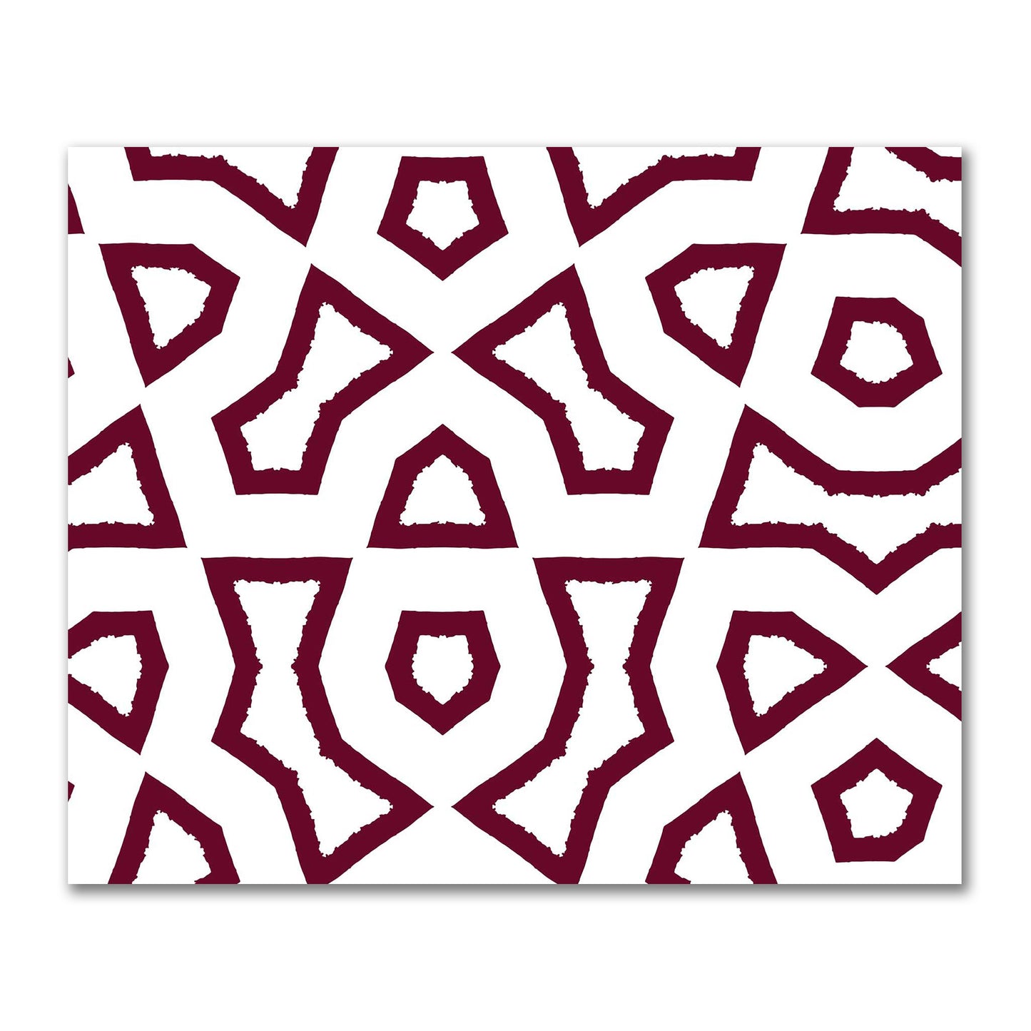 Off-White Cotton Sateen Fabric with Bold Burgundy Red Graphic  | FACS-1281-391