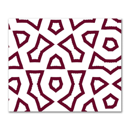 Off-White Cotton Sateen Fabric with Bold Burgundy Red Graphic  | FACS-1281-391