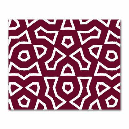 Burgundy Red Cotton Sateen Fabric with Bold Off-White Graphic  | FACS-1281-392