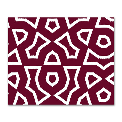 Burgundy Red Cotton Sateen Fabric with Bold Off-White Graphic  | FACS-1281-392