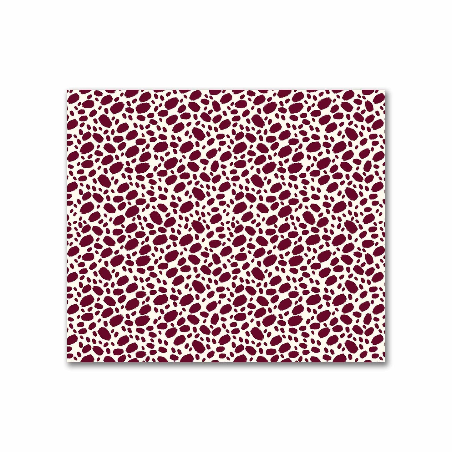 Pale Cream Cotton Sateen Fabric with Burgundy Red Hand-painted Dab Motif Print | FACS-1283-092
