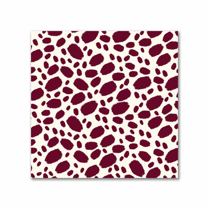 Pale Cream Cotton Sateen Fabric with Burgundy Red Hand-painted Dab Motif Print | FACS-1283-092