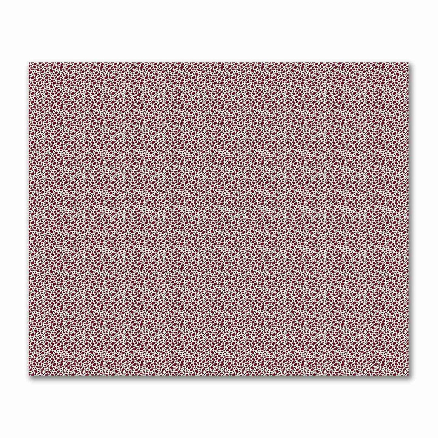Pale Cream Cotton Sateen Fabric with Burgundy Red Hand-painted Dab Motif Print | FACS-1283-092