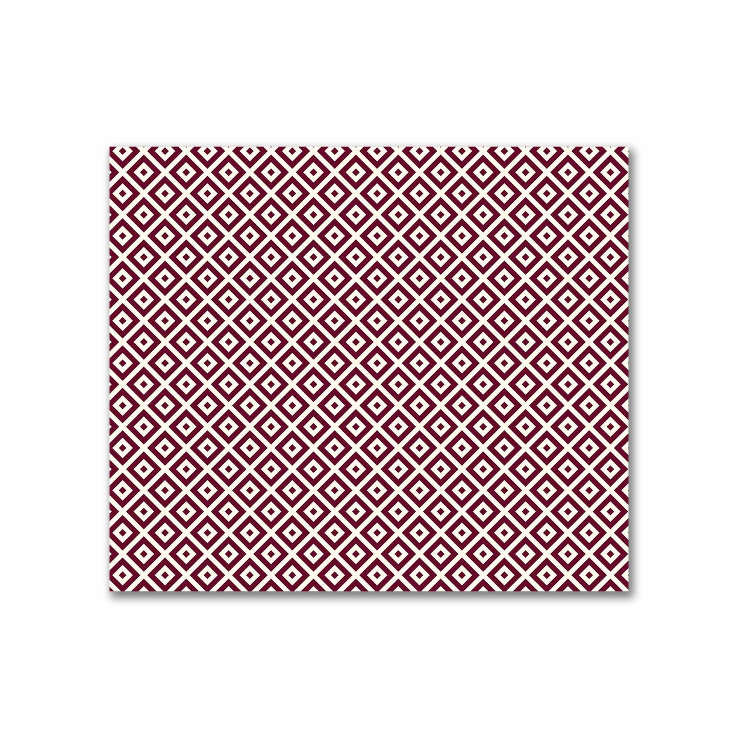 Pale Cream Cotton Sateen Fabric with Burgundy Red Repeating Square Motif Print | FACS-1283-122