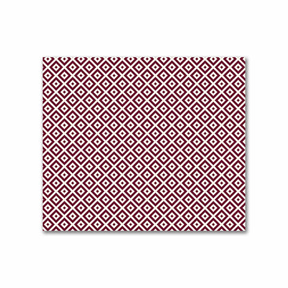 Pale Cream Cotton Sateen Fabric with Burgundy Red Repeating Square Motif Print | FACS-1283-122