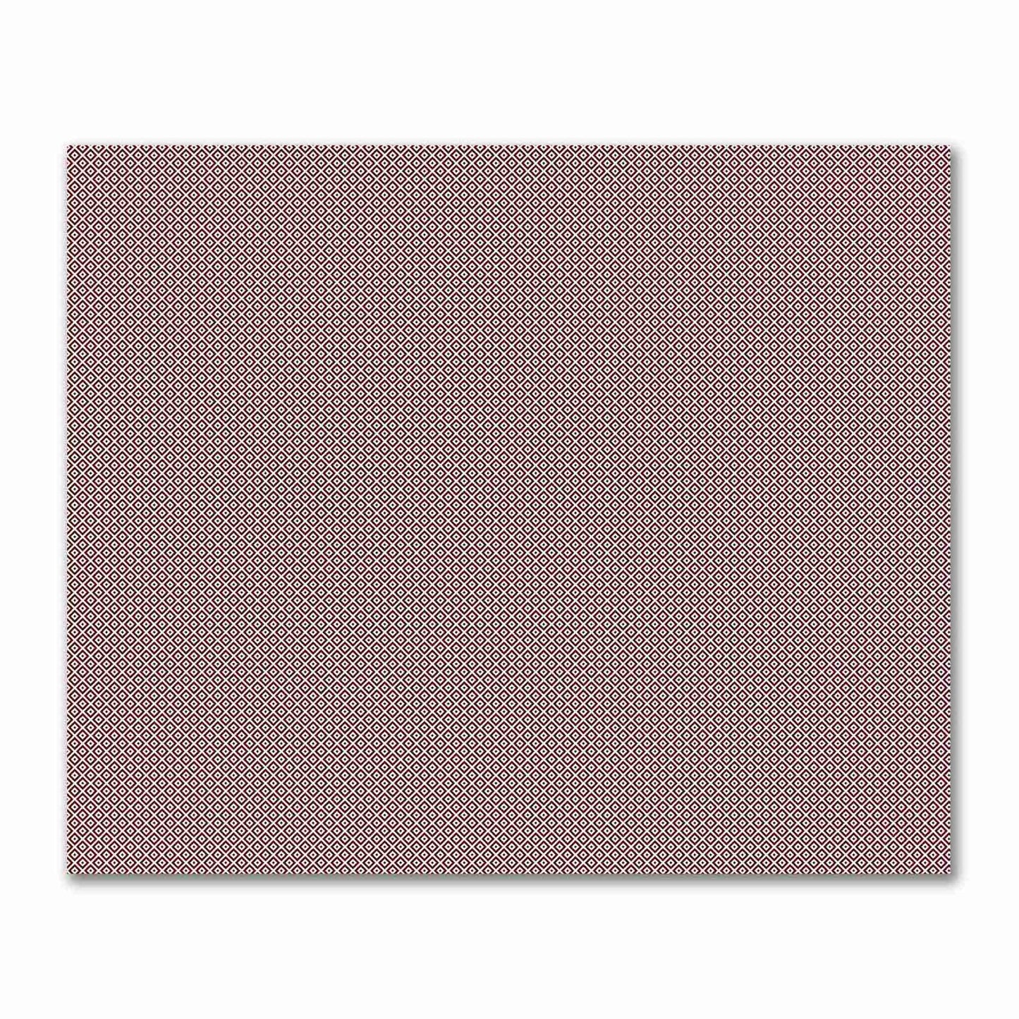 Pale Cream Cotton Sateen Fabric with Burgundy Red Repeating Square Motif Print | FACS-1283-122