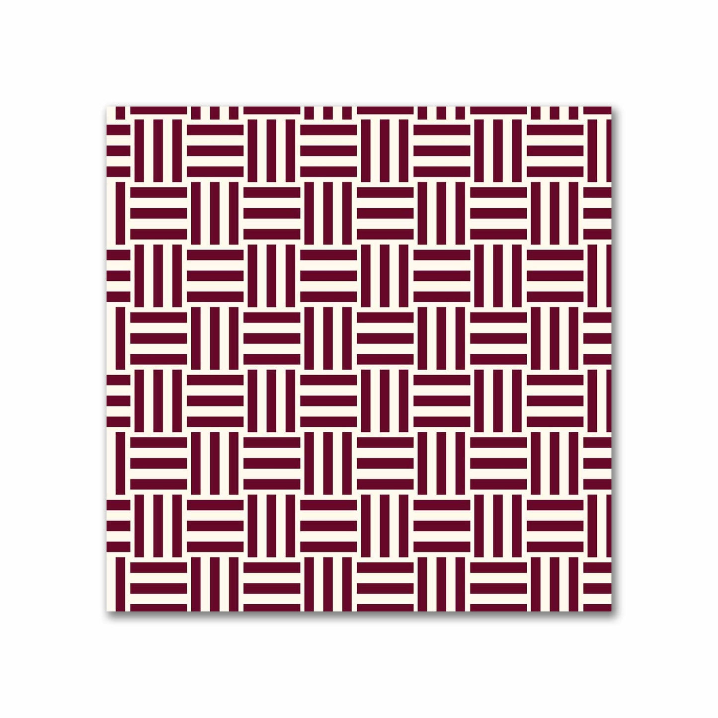 Pale Cream Cotton Sateen Fabric with Burgundy Red Single Weave Motif Print | FACS-1283-142
