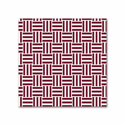 Pale Cream Cotton Sateen Fabric with Burgundy Red Single Weave Motif Print | FACS-1283-142