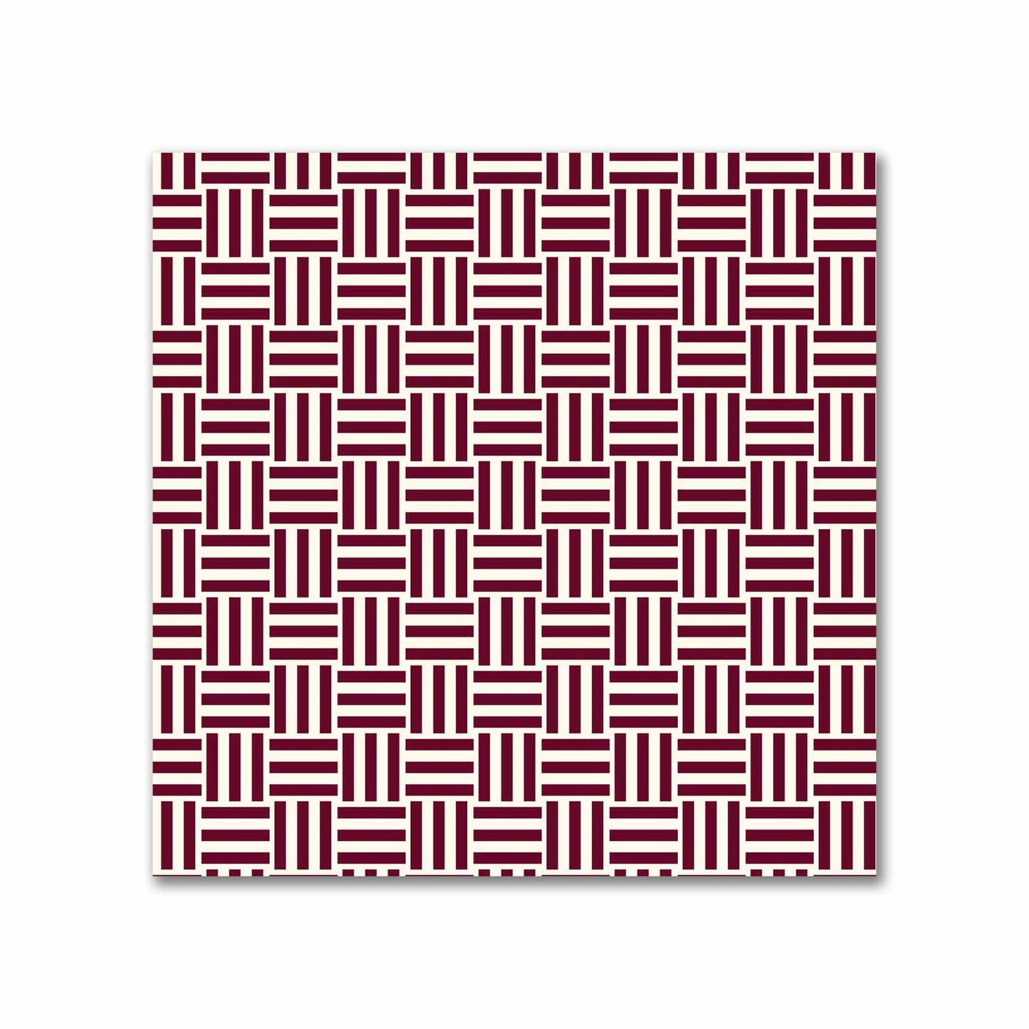 Pale Cream Cotton Sateen Fabric with Burgundy Red Double Weave Motif Print | FACS-1283-144