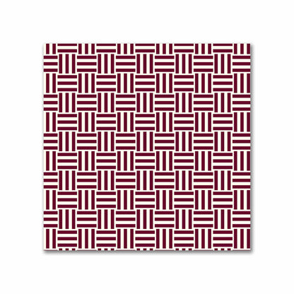 Pale Cream Cotton Sateen Fabric with Burgundy Red Double Weave Motif Print | FACS-1283-144