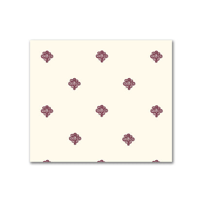 Pale Cream Cotton Sateen Fabric with Burgundy Red Hand-painted Swizzle Motif Print | FACS-1283-171