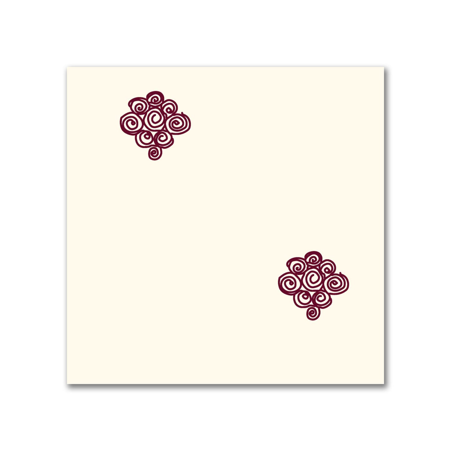 Pale Cream Cotton Sateen Fabric with Burgundy Red Hand-painted Swizzle Motif Print | FACS-1283-171