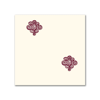 Pale Cream Cotton Sateen Fabric with Burgundy Red Hand-painted Swizzle Motif Print | FACS-1283-171