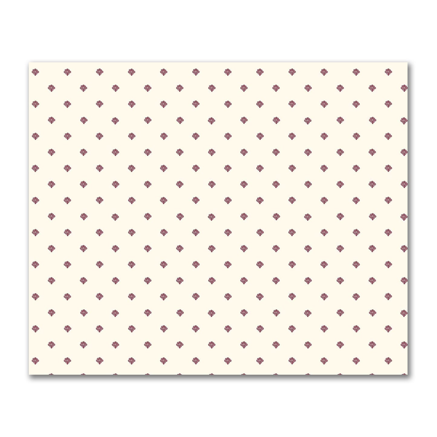 Pale Cream Cotton Sateen Fabric with Burgundy Red Hand-painted Swizzle Motif Print | FACS-1283-171