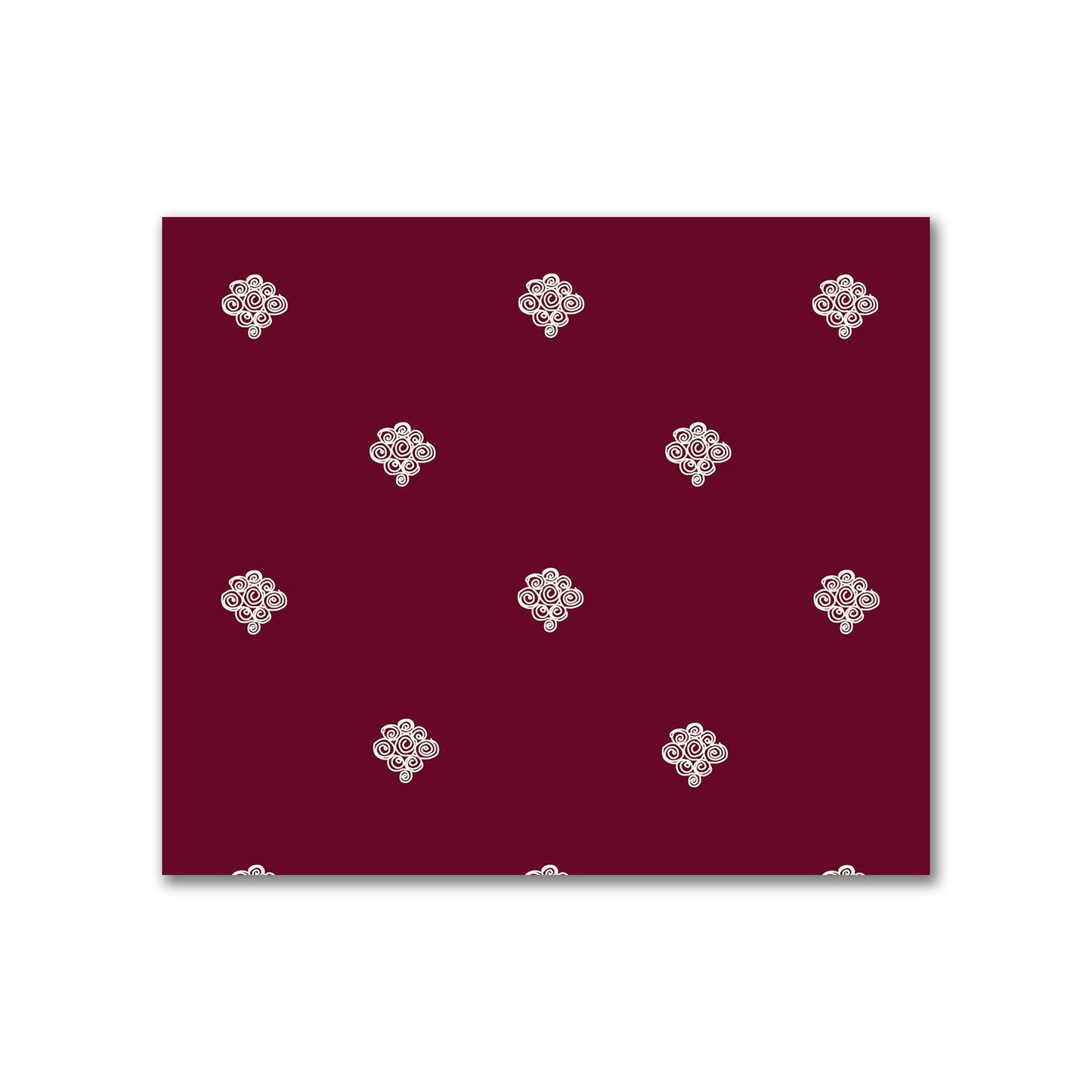 Burgundy Red Cotton Sateen Fabric with Pale Cream Hand-painted Swizzle Motif Print | FACS-1283-172