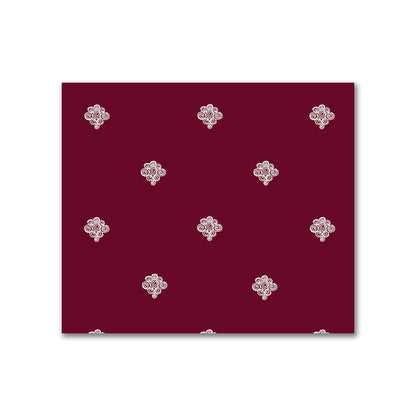 Burgundy Red Cotton Sateen Fabric with Pale Cream Hand-painted Swizzle Motif Print | FACS-1283-172