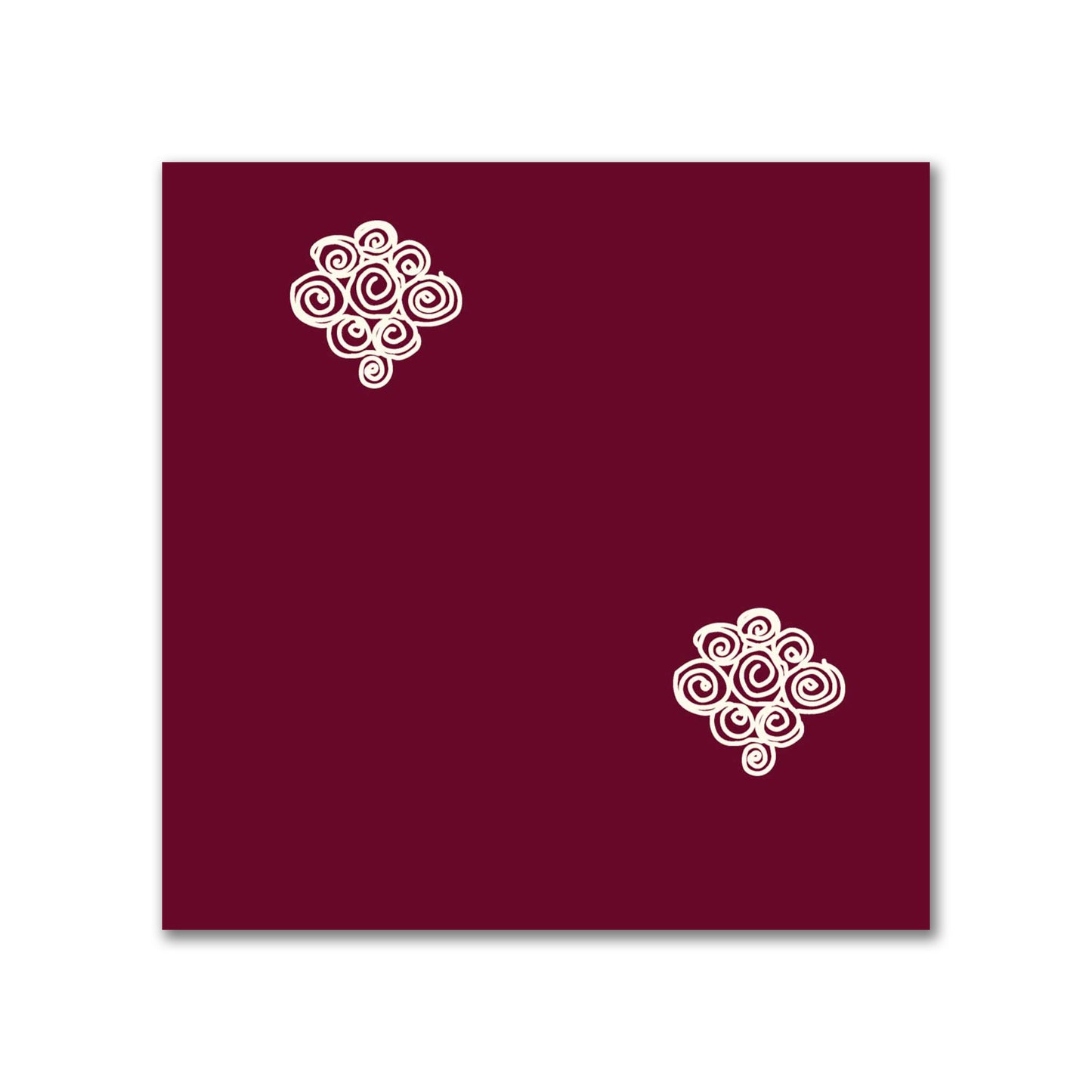 Burgundy Red Cotton Sateen Fabric with Pale Cream Hand-painted Swizzle Motif Print | FACS-1283-172