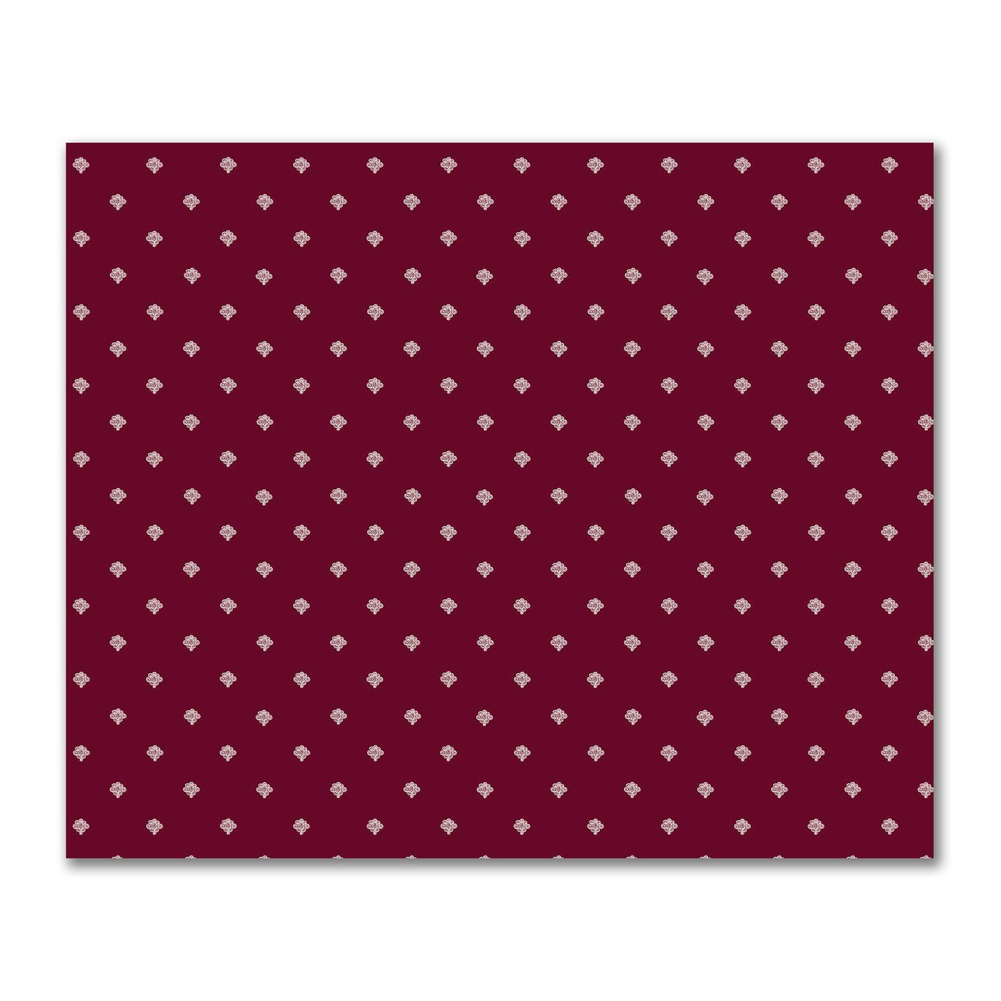 Burgundy Red Cotton Sateen Fabric with Pale Cream Hand-painted Swizzle Motif Print | FACS-1283-172