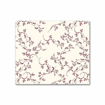 Pale Cream Cotton Sateen Fabric with Burgundy Red Hand-painted Vine Print | FACS-1283-181