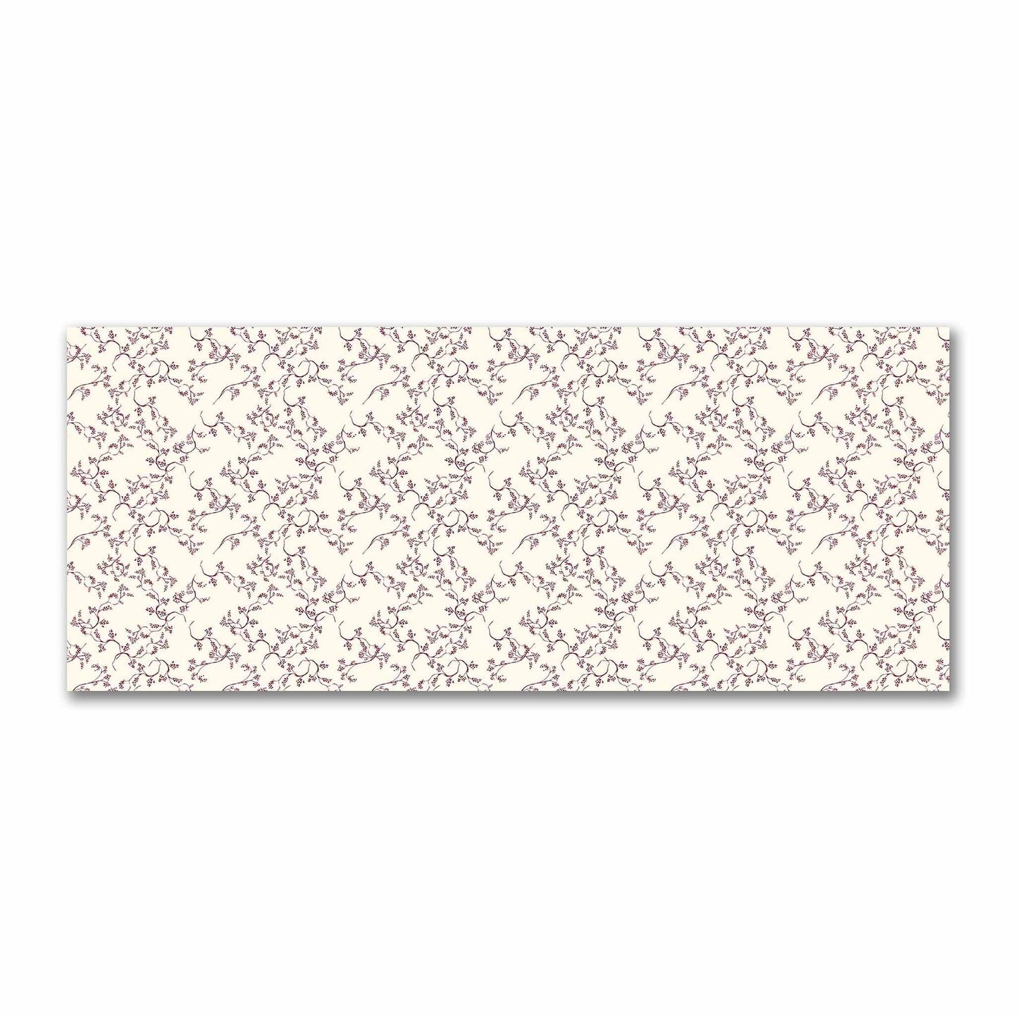 Pale Cream Cotton Sateen Fabric with Burgundy Red Hand-painted Vine Print | FACS-1283-181