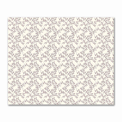 Pale Cream Cotton Sateen Fabric with Burgundy Red Hand-painted Vine Print | FACS-1283-181