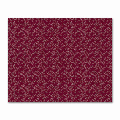 Burgundy Red Cotton Sateen Fabric with Pale Cream Vine Print  | FACS-1283-182