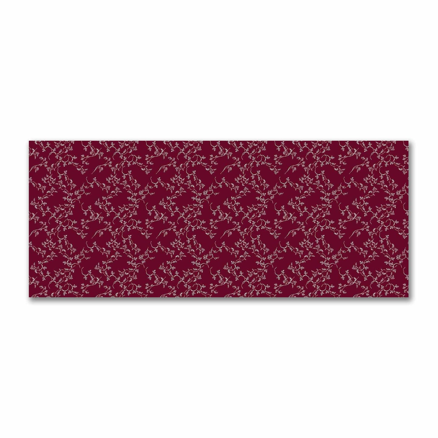 Burgundy Red Cotton Sateen Fabric with Pale Cream Vine Print  | FACS-1283-182