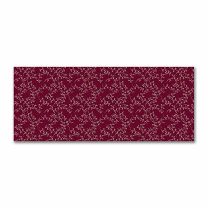 Burgundy Red Cotton Sateen Fabric with Pale Cream Vine Print  | FACS-1283-182