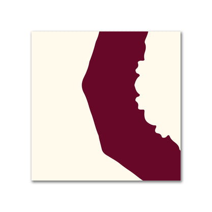 Pale Cream Cotton Sateen Fabric with Bold Burgundy Red Graphic  | FACS-1283-391