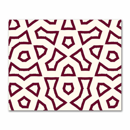 Pale Cream Cotton Sateen Fabric with Bold Burgundy Red Graphic  | FACS-1283-391