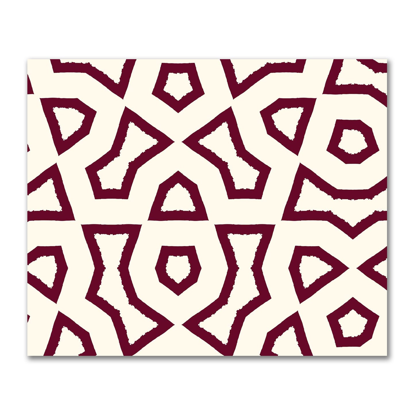 Pale Cream Cotton Sateen Fabric with Bold Burgundy Red Graphic  | FACS-1283-391