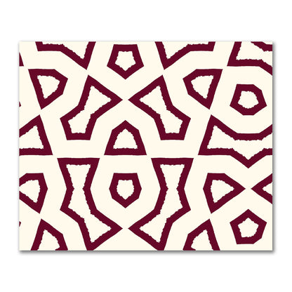 Pale Cream Cotton Sateen Fabric with Bold Burgundy Red Graphic  | FACS-1283-391