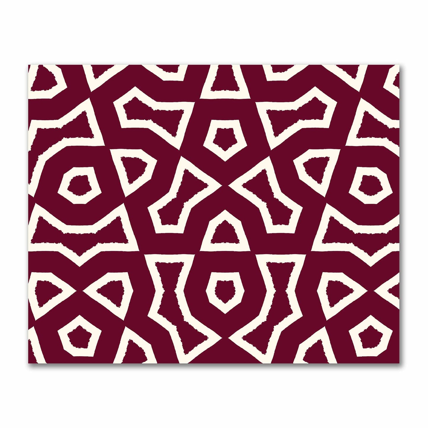 Burgundy Red Cotton Sateen Fabric with Bold Pale Cream Graphic  | FACS-1283-392