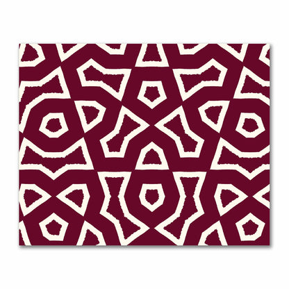 Burgundy Red Cotton Sateen Fabric with Bold Pale Cream Graphic  | FACS-1283-392