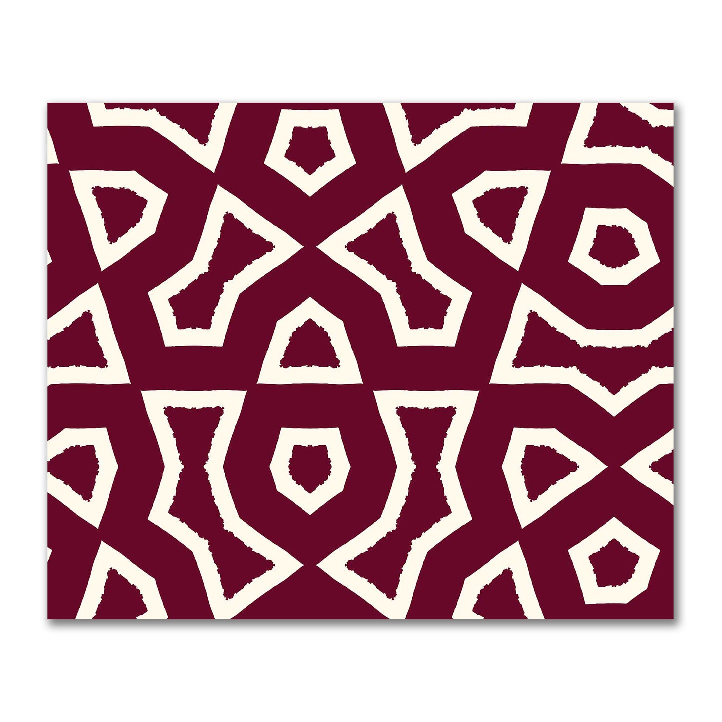 Burgundy Red Cotton Sateen Fabric with Bold Pale Cream Graphic  | FACS-1283-392